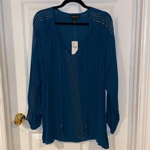 NWT Beautiful teal long sleeve blouse by Lane Bryant in size 26/28
